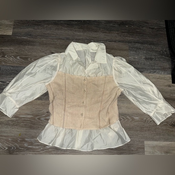 Boho White Blouse With Cream Corset - Size Small/Medium - Picture 1 of 5